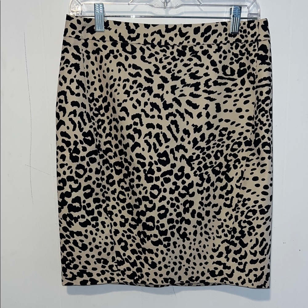 LOFT Black and Beige Leopard Pencil Skirt Size 6 Petite NWT 0327263